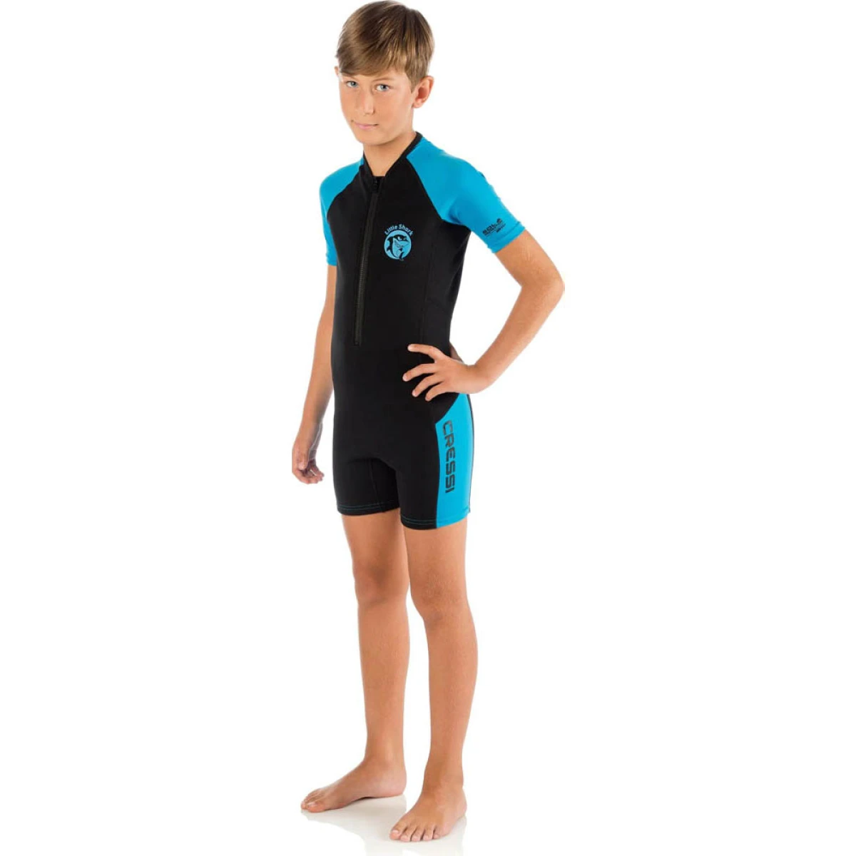Cressi Little Shark Junior Shorty Dalış Elbisesi BLACK / BLUE 2MM - 3/4 YAŞ