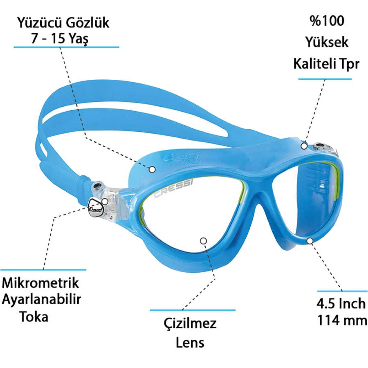 Cressi Mini Cobra Deniz Gözlüğü BLUE-CLEAR-BLUE