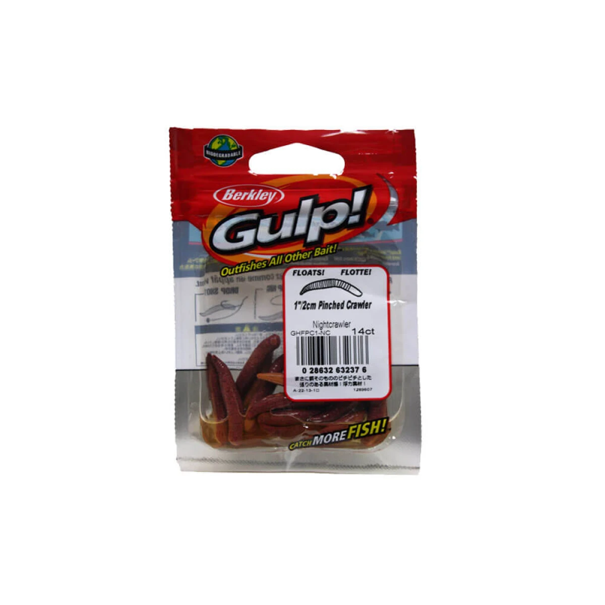 Berkley Gulp Floating Pinched Crawler Sahte Kurt NIGHTCRAWLER 2CM - 14LU