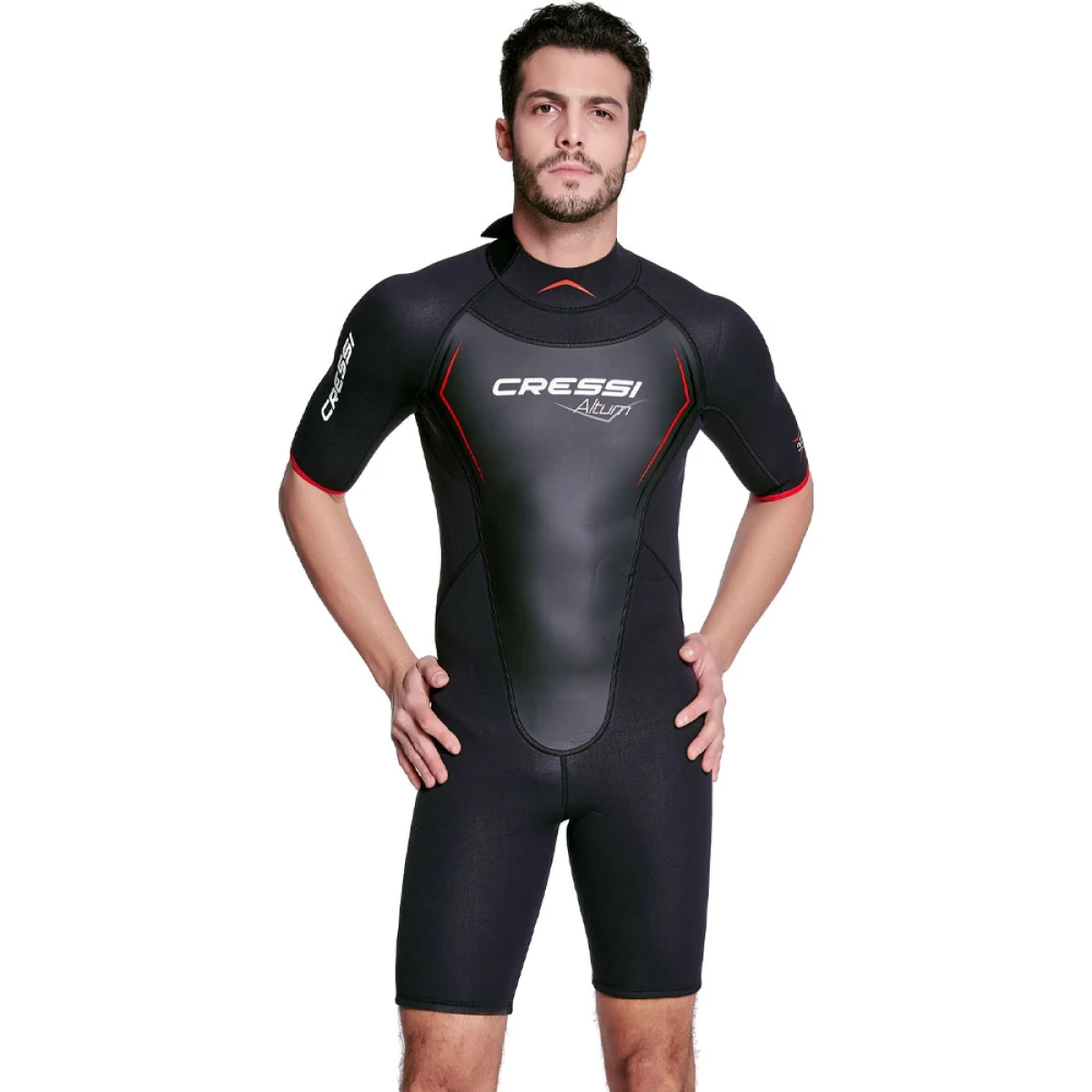 Cressi Altum Man Shorty Yüzme Elbisesi BLACK - RED 3MM - L