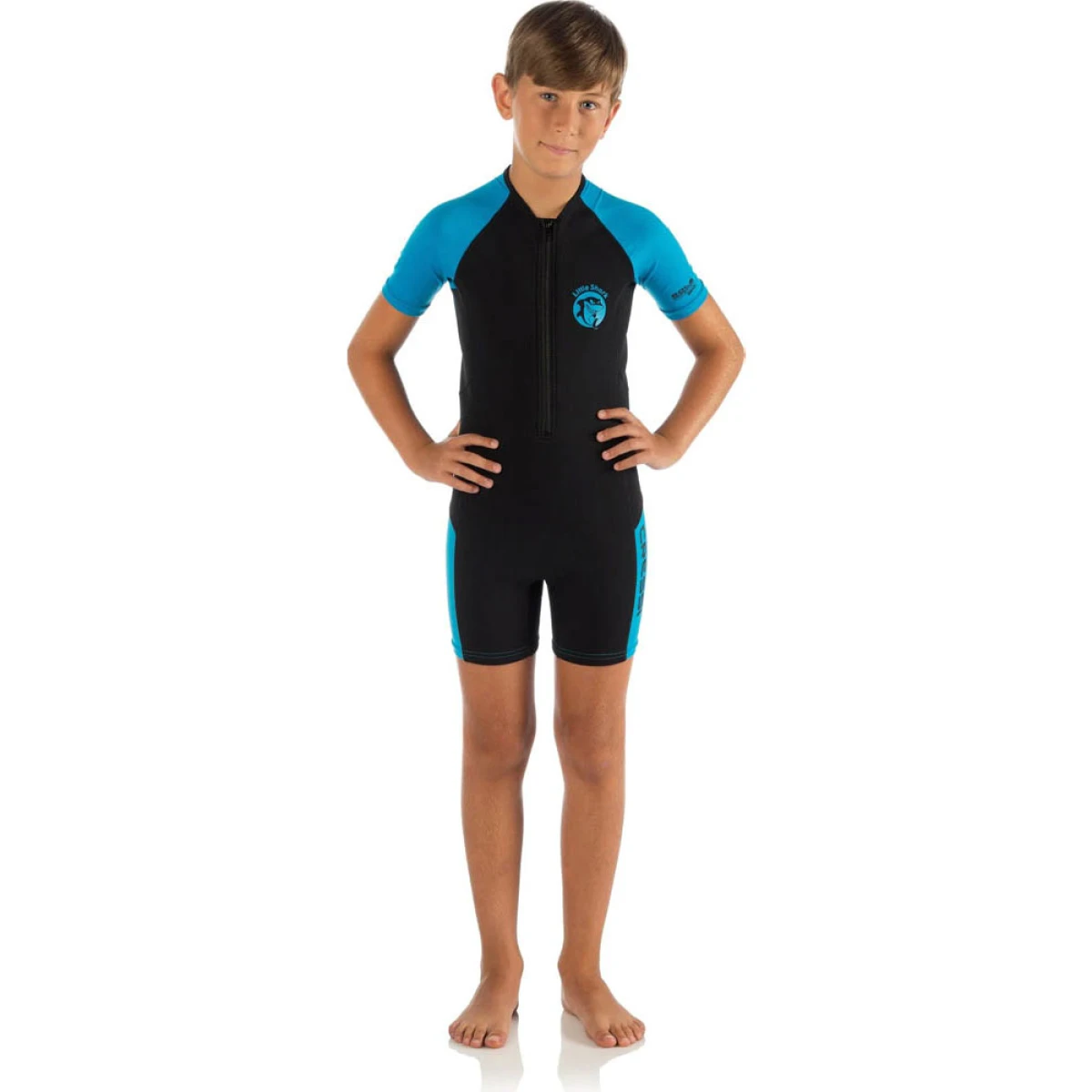 Cressi Little Shark Junior Shorty Dalış Elbisesi BLACK / BLUE 2MM - 3/4 YAŞ